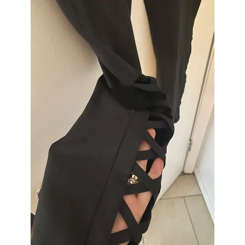Gap Fit‎ Leggings With Lace Up Detail On Legs Size Med Tall